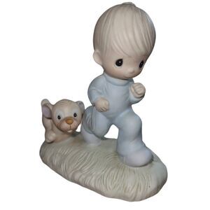 Precious Moments by Enesco Vintage 1979 God's‎ Speed figurine w/ a boy & his dog